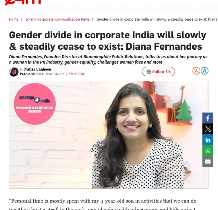 Gender divide in corporate India will slowly steadily cease to exist Diana Fernandes