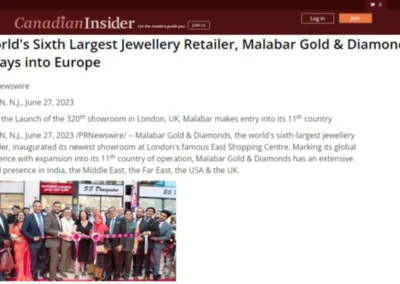 Global Brilliance: Malabar Gold Shines with 850+ Coverages Across the Globe