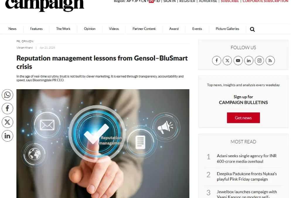 Reputation management lessons from Gensol–BluSmart crisis