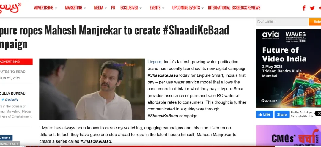 Livpure ropes Mahesh Manjrekar to create #ShaadiKeBaad campaign